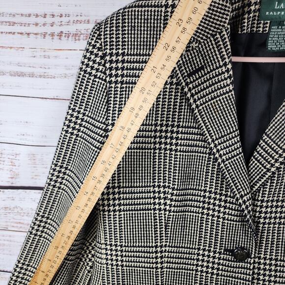 Vintage 1990s Lauren Ralph Lauren Blazer 12 Houndstooth Wool Silk Equestrian USA - Picture 13 of 13